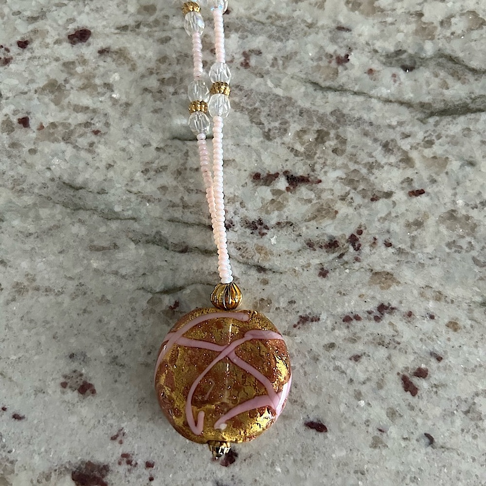 Vintage Venetian glass pendant and bead necklace